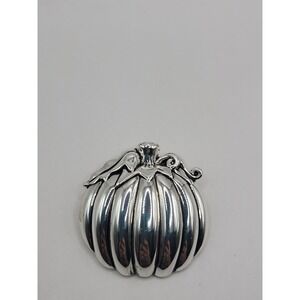 Best Pumpkin Brooch Pendant Silver Tone Fall Halloween Figural Jewelry